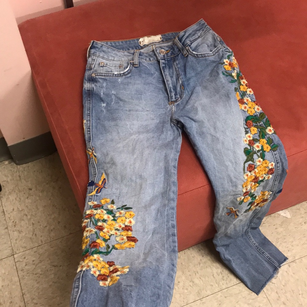 Free People nature embroidered jean - Picture 5 of 8